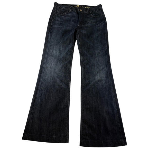 7 For All Mankind Denim - 7 For All Mankind Ginger Flared Jeans Womens Size 31 Dark Washed Cotton Mid Rise